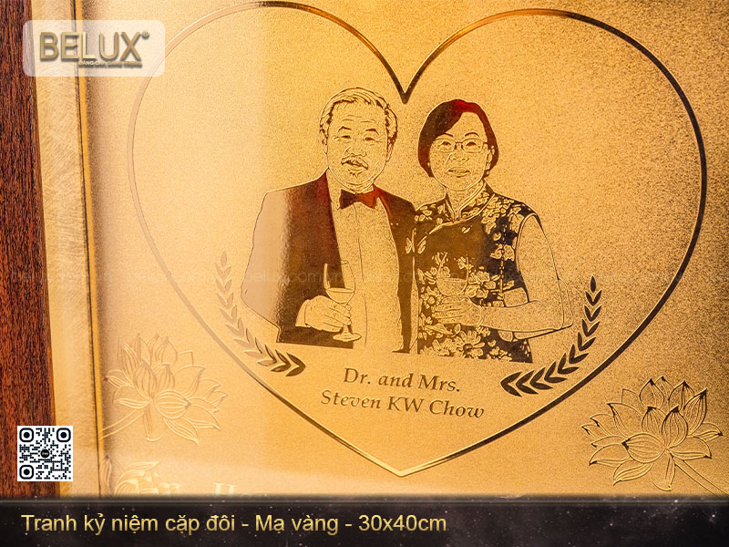 Tranh thiết kế kỷ niệm cặp đôi mạ vàng 24k&nbsp;